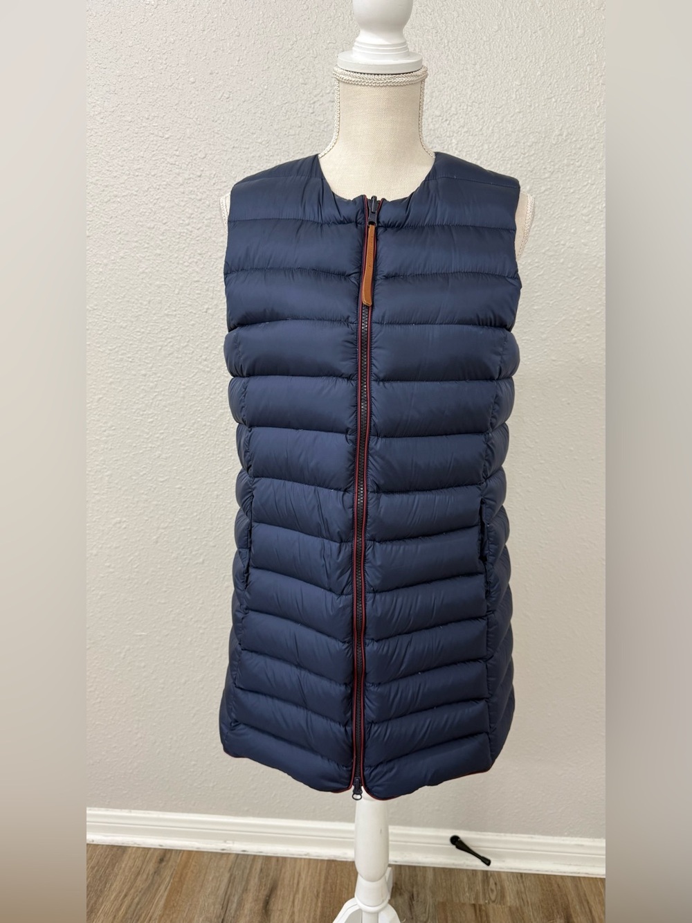 Maliparmi Reversible Long Puffer Vest Women’s 42 Navy Colorblock Lightweight S - Picture 5 of 12